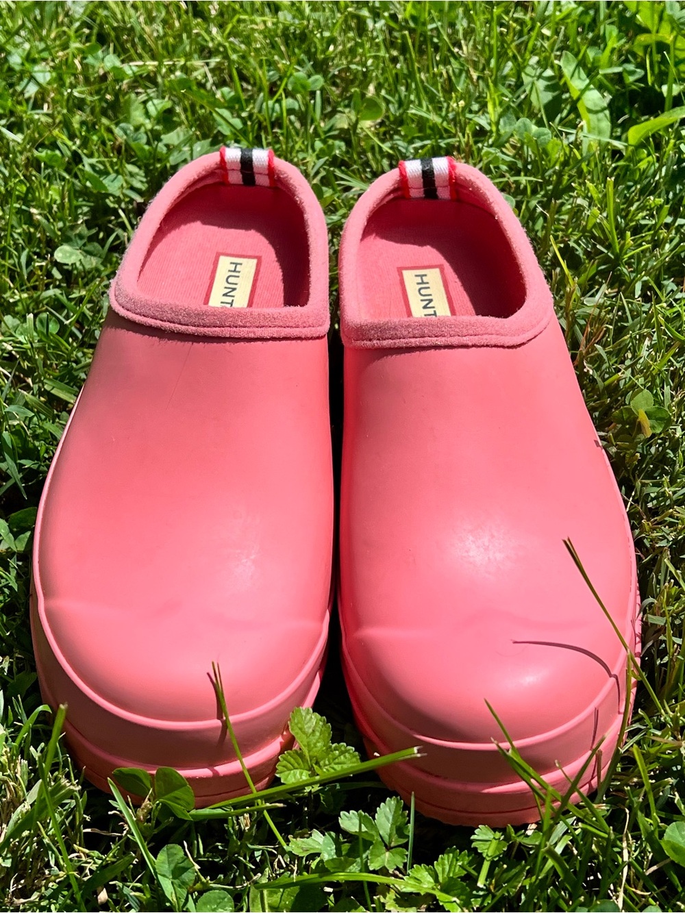 Hunter Play Pink Salmon Coral Gardening Clogs UK4 USA6 6 rubbers slip on wedges - Picture 8 of 12